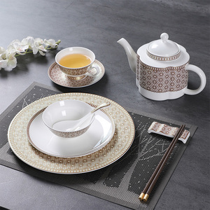 China Juego de vajilla Bone China Plato de cena <span class=keywords><strong>Proveedores</strong></span> de vajilla de porcelana Venta al por mayor Juego de cuencos y platos Juego de cena de hotel personalizado - Product Image 5