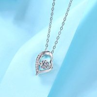Collar de diamantes de moissanita con forma de corazón para mujer, Plata de Ley 925, chapado en oro de 18k, joyería de 0,5 quilates