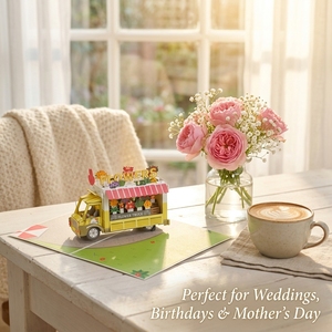 3D Flower Truck Pop Up Greeting <b>Card</b> Paper Craft Decorative Valentine's Day <b>Gift</b> <b>Card</b> - Product Image 5
