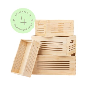 Cesta de almacenamiento de cosméticos de bambú rectangular con asa para baño, escritorio, organización del hogar - Product Image 4