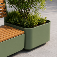 Banc de jardinage mobile moderne en acier avec jardinière intégrée pour parcs, centres commerciaux et aires commerciales