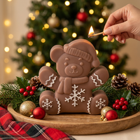 J-5289/90 2 Designs Weihnachts-Bär Silikonform für Kerzenherstellung, Duftkerzenform, Heimdekoration, Bär-Formen für Tortendekoration