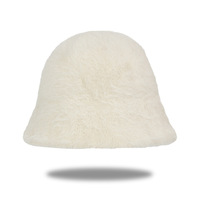 Chapeau Bob Femme en Fourrure de Lapin Tricoté Épais et Chaud, Couleur Unie, Polyvalent, Doux et Moelleux, pour l'Hiver