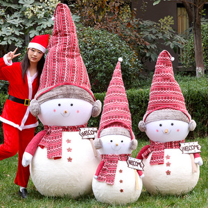 Christmas Snowman Ornaments Decorations Christmas Snowman with <b>Red</b> Knitted <b>Scarf</b> Christmas Decor for Mall/Store Displays - Product Image 1