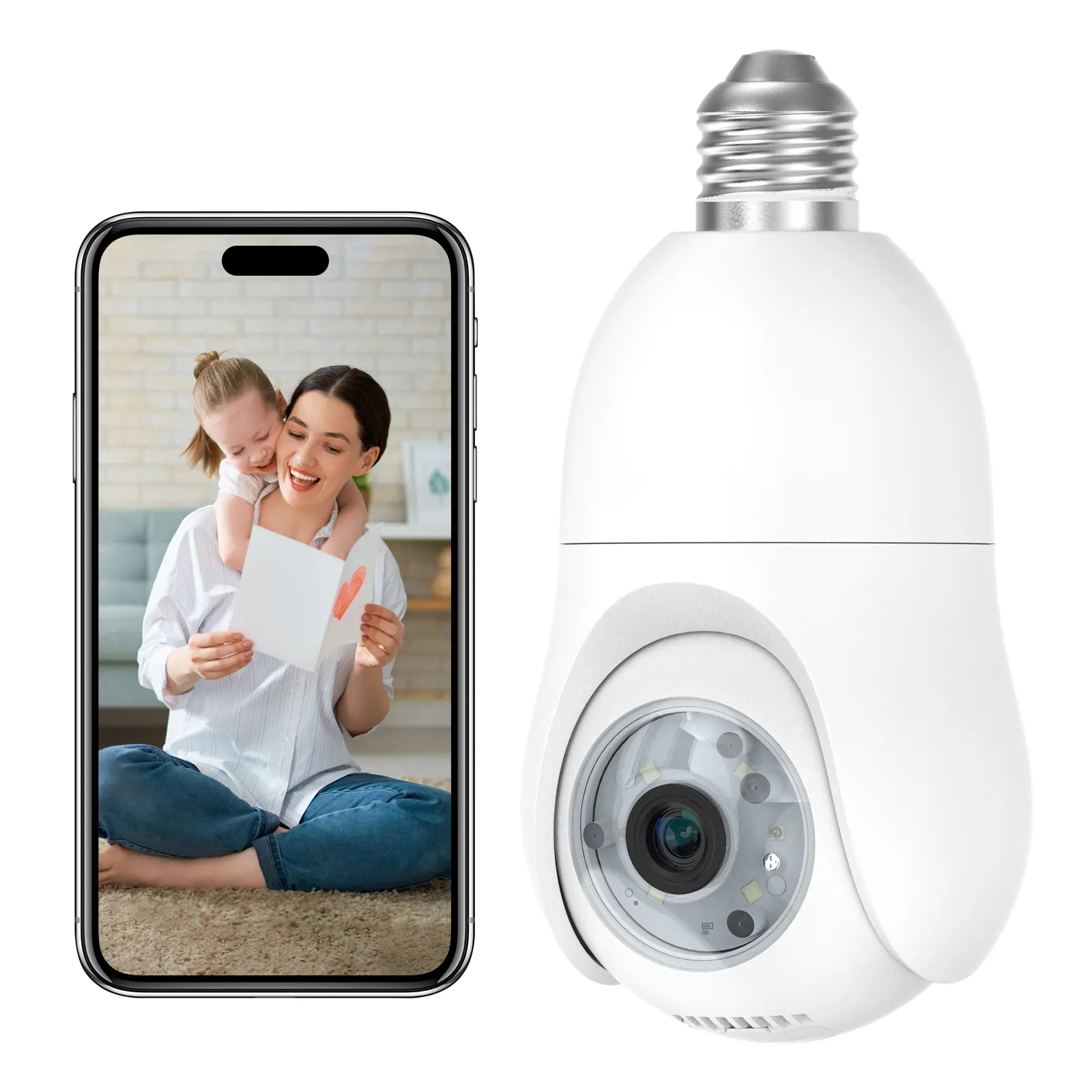 3Mp 2.4Ghz Wireless Wifi Light Socket Camera 1080P Ip E27 Light Bulb Camera Wi-Fi IR Night Human Detection