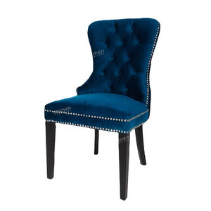 <span class=keywords><strong>Wingback</strong></span> cadeira de jantar contemporânea <span class=keywords><strong>chesterfield</strong></span> estofados de veludo azul escuro - Product Image 1