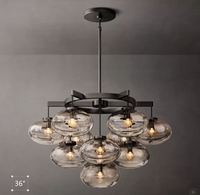 Lustre sphérique en verre moderne, éclairage de luxe, lustre de salle à manger, lustre rond en verre transparent Cabrette 36