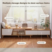 Ensemble meuble TV et table basse moderne et minimaliste, extensible, en placage de bois massif, pour salon, meuble de rangement domestique