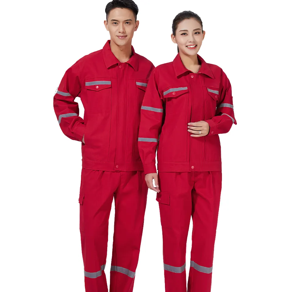 Unisex work clothing 100% Cotton worker uniforms Customized Workwear with Reflective Strips Wear Resistant Workshop Overalls