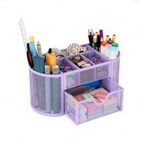 Organisateur de bureau en maille, accessoires de bureau et organiseurs de poste de travail avec tiroirs, porte-crayons pour bureau avec 9 compartiments
