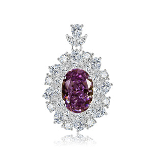Ensemble de bijoux tendance unisexe haut de gamme, style européen et américain, avec anneaux et collier en zircone cubique ovale 8A de 10*14 mm, plaqué or sur cuivre - Product Image 6