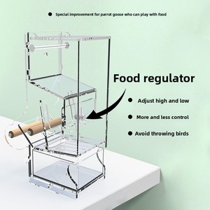 Pemberi makan otomatis burung bayan akrilik, Dispenser makanan gantung otomatis mangkuk burung transparan untuk mencegah cipratan - Product Image 3