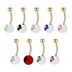 Anillo de <span class=keywords><strong>ombligo</strong></span> con letras simples a la moda con acero inoxidable incrustante circón gota aceite cuerpo Piercing joyería - Product Image 1