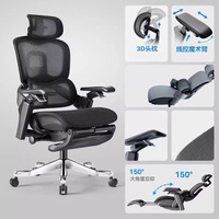 Chaise de bureau ergonomique avec soutien lombaire réglable, dossier dynamique, appui-tête, accoudoirs, chaise en maille respirante pour longues sessions assises