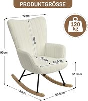 Fauteuil à bascule et fauteuil 2 en 1, dossier haut, bois massif, blanc crème, inclinable, meubles de maison pour salon, lecture pour bébé