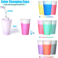 Gobelet magique réutilisable en plastique à changement de couleur selon la température avec couvercle – Offre spéciale