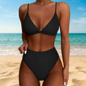 Women's <b>Push</b> <b>up</b> High Cut Bikini Set Custom Two Piece <b>Swimwear</b> Beachwear Fashion Summer Vacation Clothing Wholesale OEM ODM - Product Image 3