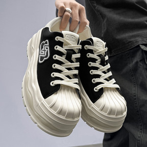 Men's Women Sporty <b>Shell</b> Lace-Up Slip-On Walking Shoes White Cow Leather Rubber Outsole Midsole Cushion Anti-Slip All Seasons - Product Image 4