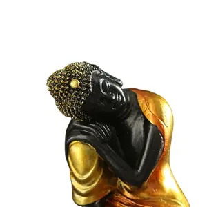 Statue de bouddha en résine, décoration de la maison, artisanat religieux du sud-est asiatique, couleur Bronze, tête inclinée, cadeau bouddhiste de sommeil