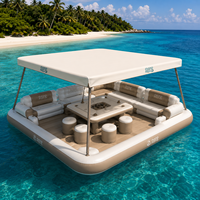 Cabane flottante gonflable avec auvent, canapé, bar et plateforme pour lac, piscine, yacht, usage en resort