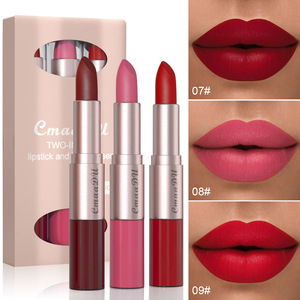 Venta caliente Tiempo multifuncional y ahorro de energía Niebla suave y color mate 3 Sticks Combo 2 en 1 Lápiz labial Brillo de labios - Product Image 4