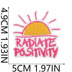 New Iron on Embroidery <b>pink</b> Series Positive Phase Letter Good Job Stay Positive Patch for Clothes Hat Decoration Gift - Product Image 4