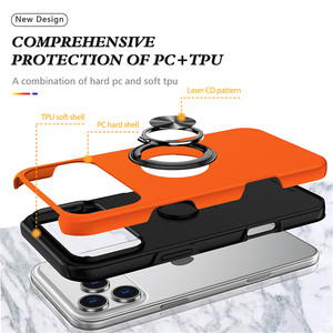 Funda Híbrida 2 en 1 Naranja Resistente a Impactos para <span class=keywords><strong>iPhone</strong></span> 17 16 15 <span class=keywords><strong>14</strong></span> <span class=keywords><strong>Pro</strong></span> Max, TPU y PC, con Anillo Giratorio de 360° - Product Image 4
