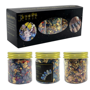 เกล็ดใบไม้หลากสี เกล็ดทองเลียนแบบอิตาลี สำหรับตกแต่งเล็บ งานฝีมือ DIY กระดาษทองแตกหลากสี - Product Image 1