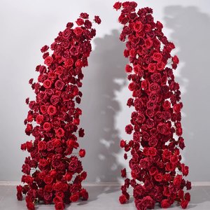 Premium professionale di lusso rosso rosa floreale corno sfondo arco artificiale fiore per festa di nozze evento decorazione - Product Image 2