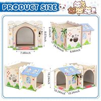Villa pour chat en carton à 2 étages, griffoir multi-niveaux, design durable pour petits chatons et lapins - Cadeau de Noël ou d'anniversaire