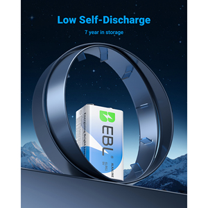 Piles alcalines EBL AA modèle 9V, lot de 4, longue durée, cylindriques, motif bouton, pour détecteurs de fumée domestiques et jouets - Product Image 5