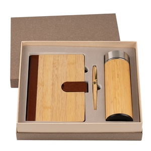 Business regalo Set legno Eco in bambù A5 diario quaderno con penna tazza termica - Product Image 1