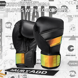 Gants de boxe MMA personnalisés KENXU 8OZ avec logo imprimé en PU pour fermeture unisexe, pour entraînement et sparring sur sac de frappe lourd - Product Image 2
