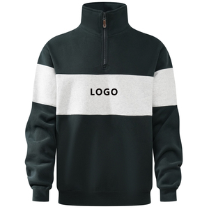 Felpe Pullover da <span class=keywords><strong>Uomo</strong></span> Personalizzate Tinta Unita da 330GSM con <span class=keywords><strong>Mezza</strong></span> <span class=keywords><strong>Zip</strong></span> per Autunno Inverno Cappotti Casual di Base - Product Image 1