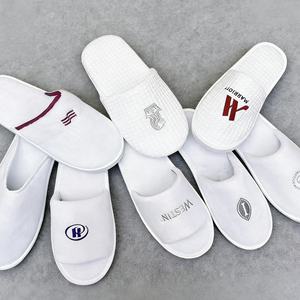 Pantuflas Blancas Tipo Waffle Personalizadas y Económicas, Pantuflas Desechables para Baño y Spa para Hotel, OEM - Product Image 6