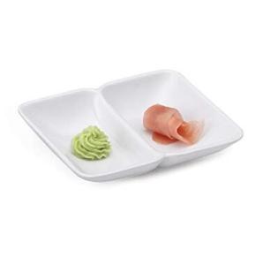 Blanco 1 Onza Plato para Salsas <span class=keywords><strong>de</strong></span> 2 Compartimentos, Resistente a Roturas, Apto para Lavavajillas, <span class=keywords><strong>de</strong></span> Plástico <span class=keywords><strong>Melamina</strong></span>, para Salsa <span class=keywords><strong>de</strong></span> Soja - Product Image 1