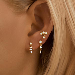 CANNER Boucle d'oreille en argent sterling 925 avec pendentif rond en zircon doré, à visser pour usage quotidien - Product Image 4