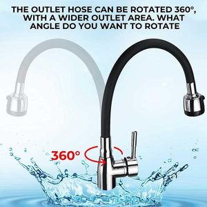 <span class=keywords><strong>Robinet</strong></span> de <span class=keywords><strong>cuisine</strong></span> <span class=keywords><strong>flexible</strong></span> à rotation à 360 degrés, poignée unique, chrome poli, raccords de tuyauterie noirs, <span class=keywords><strong>robinet</strong></span> à poignée unique - Product Image 4