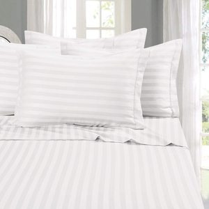 Sọc trắng Vua sang trọng sateen tấm & gối đặt 4-mảnh <span class=keywords><strong>600tc</strong></span> Egyptian Cotton tấm ga trải giường thiết lập - Product Image 2