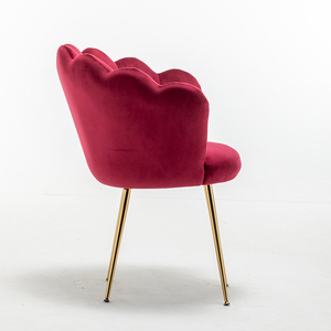 Fauteuil d'appoint moderne en velours <span class=keywords><strong>rouge</strong></span>, forme de pétale, avec pieds en métal doré, capacité de charge de 250 lb, fauteuil de loisirs - Product Image 4