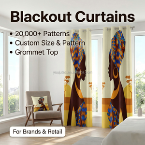 <span class=keywords><strong>Tende</strong></span> Oscuranti Personalizzate Stampate in 3D 100% Poliestere con Arte Africana Femminile 2 Pannelli Drappeggi Termici su Misura OEM/ODM - Product Image 1