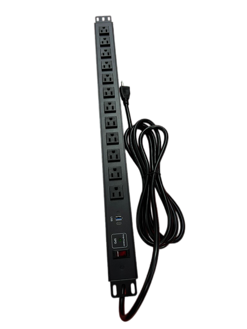 OIT 19-Inch Indoor USA Type Server Rack PDU Material Aluminum with Surge Protector and 3Gx14AWG 3M Cable