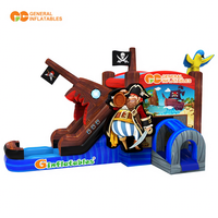 Castillo Inflable Comercial con Tobogán, Diseño de Barco Pirata, para Fiestas y Eventos Infantiles al Aire Libre