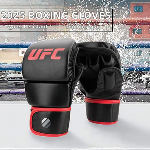Custom Printed Logo Waterproof PU Leather MMA Gloves Professional Training Sparring Grappling Open Palm Punching Mitts - Product Image 2
