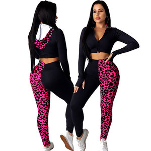 <span class=keywords><strong>2023</strong></span> printemps et <span class=keywords><strong>hiver</strong></span> nouveautés costume de sport vêtements de Yoga contraste couleur épissure à capuche tenues deux pièces ensemble femmes vêtements - Product Image 3