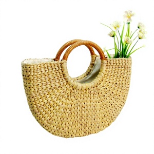 Eco-Friendly Water Hyacinth Storage <b>Baskets</b> & Woven Bags with <b>Handles</b> for Shopping Fruit <b>Basket</b> Clothing Storage - Product Image 1
