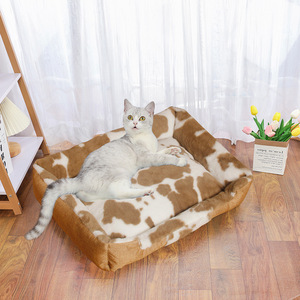 New Design Cow Print Pet <b>Sofa</b> Nest Soft Comfortable Pet <b>Bed</b> Dog <b>Cat</b> Warm Deep Sleep Pet Plush <b>Sofa</b> Nest - Product Image 5