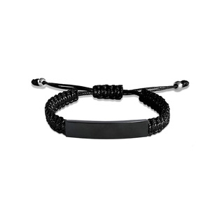 Grabado personalizado ID logo pulsera de acero inoxidable cuerdas ajustables pulsera tejida pulseras de cuerda para regalos de vacaciones - Product Image 4