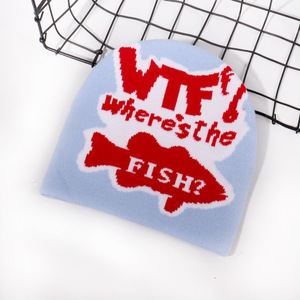 Biểu Tượng Tùy Chỉnh Beanie <span class=keywords><strong>Hat</strong></span> Dễ Thương Phim Hoạt Hình Cá Và Chữ Mô Hình Dệt Kim Y2K Beanie Cao Cấp Acrylic Đô Thị Unisex Thời Trang Mùa Đông Mũ - Product Image 4