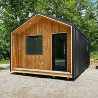 Cabane en bois préfabriquée moderne de luxe, maisonnette modulaire extérieure, villa de vacances personnalisée avec bardage en bois, abri de jardin